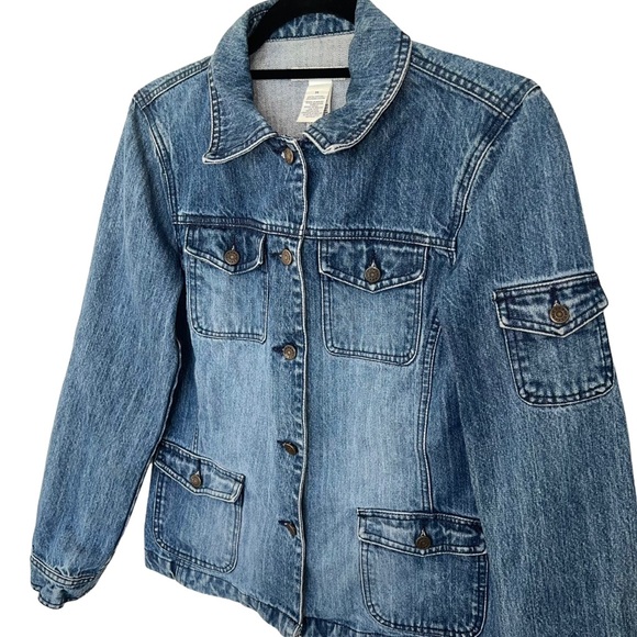 Crazy Horse A Liz Claiborne Company Utility Denim Blue Jean Jacket - Picture 8 of 12